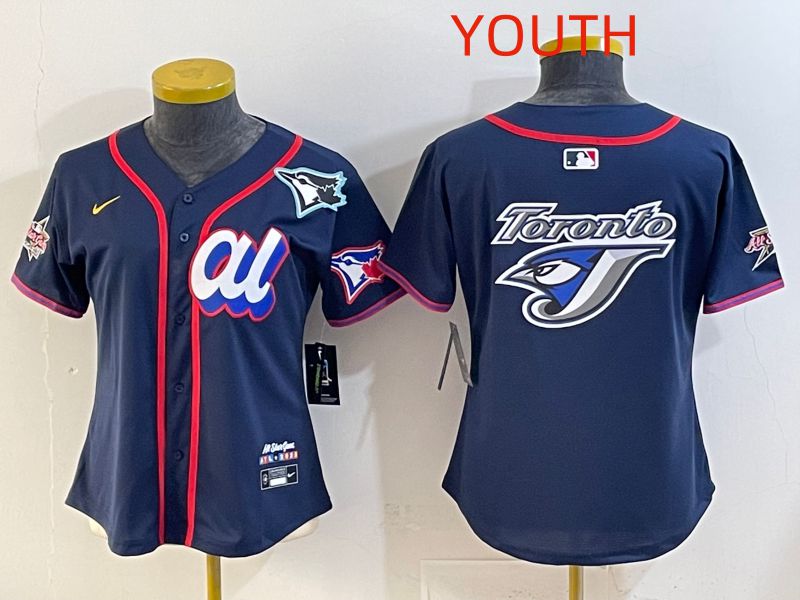 Youth 2025 Toronto Blue Jays Blank Drak Blue All star Nike MLB Jersey style 05->women mlb jersey->Women Jersey